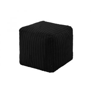 Pouf - Loft 25 - Repose-pieds carré - Velours côtelé - Noir - 35cm x 35cm
