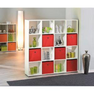 Etagère blanche 16 cases de rangement 1385 x 1425 x 29 cm (LxHxP)