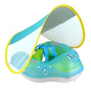 Bou&eacute;e B&eacute;b&eacute; gonflable avec parasol - LEYTN - Leytn&reg; - PVC - Bleu - Si&egrave;ge De Piscine - 6-36 Mois