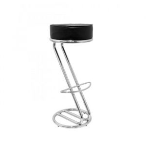 Tabouret de bar - PIQUERAS Y CRESPO - Mod&egrave;le Honrubia - Chrom&eacute; - Similicuir noir - Ergonomique