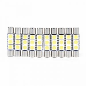 AYNEFY ampoule LED &agrave; fusible 10Pcs 3-SMD 29-30mm 6641 Fusible LED Ampoule Vanit&eacute; Miroir Lumi&egrave;re Pare-Soleil Lampe Blanc
