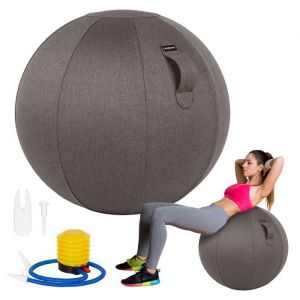 Siège Ballon Ergonomique pour Bureau Yoga Chaise Ballon en Taille 65CM Ballon de Grossesse Chaise Ballon avec Housse en Lin