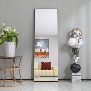 Miroir sur Pied - TANANT - Rectangulaire - 162x53 cm - Cadre en M&eacute;tal - Noir