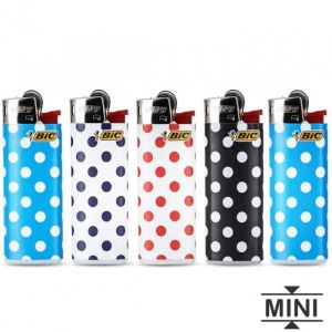 5 briquets bic mini à pierre décors pois