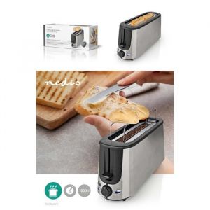 Grille Pain 1 Fente avec Contrôle du brunissage Ejection automatique 1000W Tiroir ramasse miettes INOX Fonction décongélation