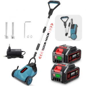 Tondeuse à gazon électrique sans fil Coupe gazon à roues Manche télescopique - ONEVAN - 2X 3AH Batteries