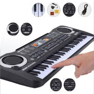 61 keys clavier Piano &eacute;lectronique pour enfant avec haut-parleur Microphone cadeau pour fille gar&ccedil;on No&euml;l anniversaire