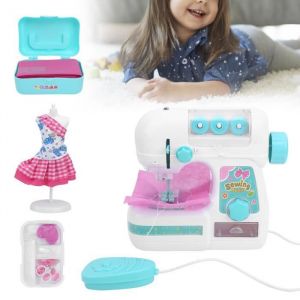Mxzzand Jouet de machine à coudre Kit de machine à coudre Mini ménage électrique Machine à coudre jouet vêtements pour jeux plein