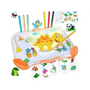 Projecteur de Dessin Intelligent Kit Dessin Enfant avec 64 Motifs Machine à Dessiner Jouet de Tableau Projection Jeux(Orange)
