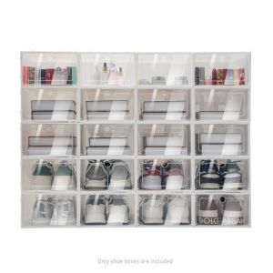 Lot de 20 bo&icirc;tes &agrave; Chaussures (Blanc) ind&eacute;pendante - Empilable - Bo&icirc;te de rangement en Plastique 33 x 23 x 14cm MEUBLE A