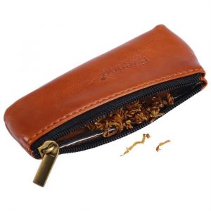 Pochette &agrave; tabac porte-sac en cuir PU avec fermeture &agrave; glissi&egrave;re en PU pour la conservation du tabac et de la pipe