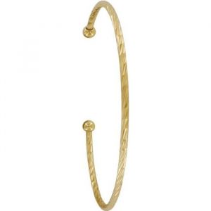 Les Poulettes Bijoux - Bracelet Plaqu&eacute; Or Demi Jonc Z&eacute;br&eacute; Deux Perles