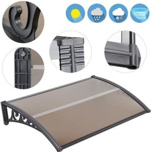 100x150 cm Auvent de Porte Entr&eacute;e Marron Marquise Solaire Terrasse Toit Abri Banne Entr&eacute;e Ombre Protection