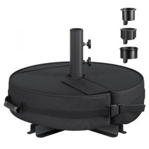 Pied de Parasol &agrave; Remplir de Sable pour les Parasols de 15 &agrave; 3 m avec 3 Bagues R&eacute;ductrices 55 x 55 x 40 cm Noir