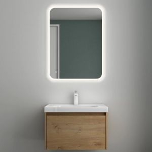 Mai & Mai® Meuble de Salle de Bain Marron Clair avec Lavabo Meuble sous Vasque 60x50x40cm Meuble Suspendu avec Tiroir Salerno