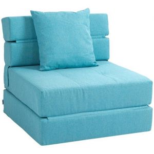 Canapé Convertible Fauteuil Inclinable Pliant 2 En 1 Fonction Lit Relaxation Coussin Lit Appoint 100kg Bleu