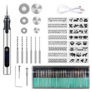 Stylo Graveur &Eacute;lectrique San Fil Outil de Gravure USB Rechargeable Mini Graveur Rotatif pour Bijoux Bois.