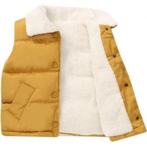 Doudoune Sans Manches Enfant Hiver Polaire Veste Chaude Confortable Couleur Unie Pour Garcon-Fille - Jaune