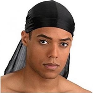 Bandana Foulard Préformé USA Durag - Coloris Noir - Rap US du rag - Airsoft Paintball Hip hop Moto Biker Musculation