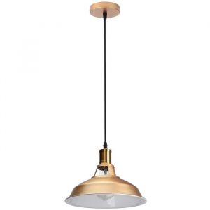 Lustre suspension - SMOTOP - M&eacute;tal dor&eacute;/blanc &Oslash;275&times;19 cm - Vintage industriel - Culot E27 60W