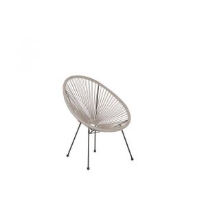Fauteuil spaghetti en rotin gris clair pour int&eacute;rieur et ext&eacute;rieur ACAPULCO II