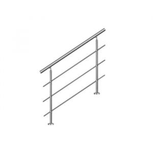 HENGMEI Rampe descalier Main courante murale Garde-corps en acier inoxydable Baguettes terrasse Kit Escaliers 160cm 3 poteaux
