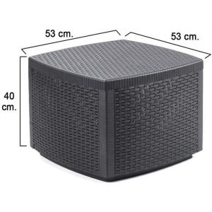 Table Basse - SUNNY DAYS - NAXOS - Effet Rotin - 54x54xH395cm - Espace de Rangement