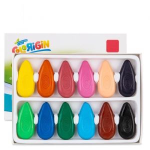 Crayons de Cire - Non Toxiques - 12 Couleurs - Forme de Goutte dEau - Lavables - Pour Enfants 12 Mois