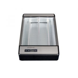 Gastronoma &ndash; Grille-pain plat 920W avec minuterie 3 tubes quartz et ramasse-miettes amovible &ndash; Acier bross&eacute;