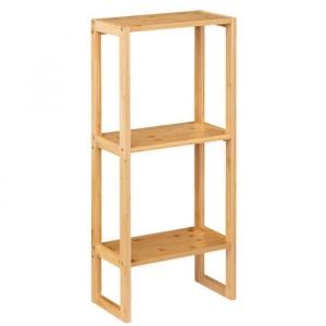 &Eacute;tag&egrave;re en bambou avec deux tablettes de rangement coloris naturel - Longueur 35 x Profondeur 20 x Hauteur 84 cm