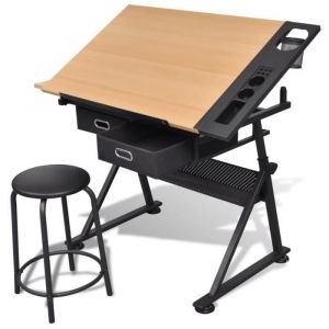 89200© Table à dessin inclinable 2 tiroirs et tabouret [Bon avis]