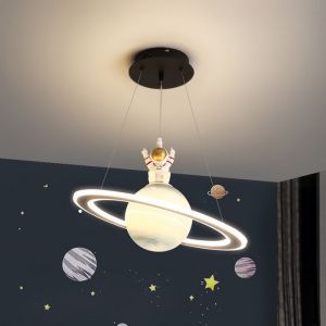 Lampe planète - lustre créatif pour chambre denfant - lampe étoile de lespace pour chambre-Trois couleurs de lumière-A