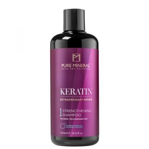 Shampooing k&eacute;ratine - PURE MINERAL - Cheveux lisses - Brillants - R&eacute;par&eacute;s - Nourrit - Anti-frisottis - Sans sulfates