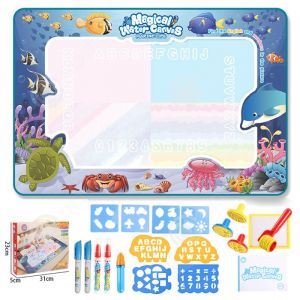 INN Tapis dessin &agrave; eau ensemble pour enfant tapis doodle avec 5 couleurs stylo jouets educatifs pour gar&ccedil;ons et filles cr&eacute;atif