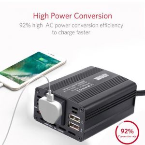 Convertisseur de prise de courant - MOMOTOU - 150W - 12V DC à 110-220V AC - Noir - Universel