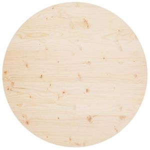 Dessus de Table Diamètre 90x25 cm Bois de Pin Massif Jaune Plateau de Table Ronde Facile à Nettoyer Plateau de Restaurant