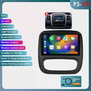 Pour Renault Trafic 3 Opel Vivaro B Android autoradio stéréo 2din navigation GPS multimédia lecteur vidéo 2+32G carplay bluetooth