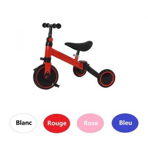 Tricycle &eacute;volutif Willonin Rouge - 3 modes et v&eacute;lo &eacute;quilibre pour b&eacute;b&eacute; enfant 10 mois - 4 ans