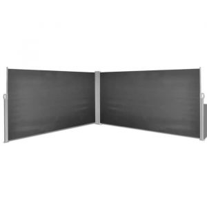 Parasol Auvent Paravent latéral rétractable 160 x 600 cm Noir