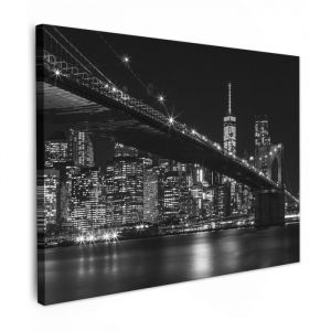 Impression sur Toile 80x60 cm - D&eacute;coration Murale Peinture - Motif Pont de Brooklyn - MuchoWow