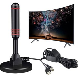 Antenne TV Int&eacute;rieur Puissante TNT360&deg;Antenne TV Int&eacute;rieure 50KM Longue Port&eacute;eHigh Gain VHFUVFFM DVBT2 D&eacute;codeur TNT HD Terrestre