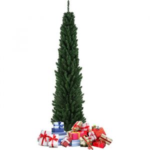 2.1m PVC Sapin de No&euml;l Artificiel-MENGDA-Arbre de No&euml;l Slim Pin Vert-Super&eacute;pais R&eacute;aliste-Cadre en m&eacute;tal-Avec 800 pointes