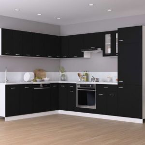 Bon plan Meuble Bas Cuisine/ Armoire réfrigérateur - JILI HOT - Noir 60x57x207cm - Bois dingénierie Thome7046153