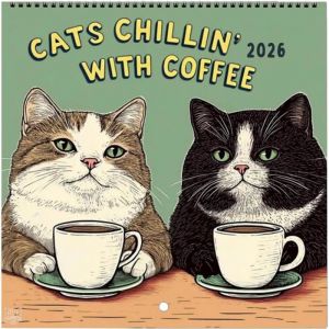 Calendrier 2026 - Calendrier de bureau - Motif chat - Calendrier mural 12 mois - Agenda annuel pratique - Organiseur familial