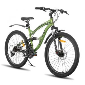 Hiland 26 pouces V&eacute;lo de montagne tout suspendu 21 vitesses v&eacute;lo de montagne pour hommes et femmes Freins &agrave; double disque，vert