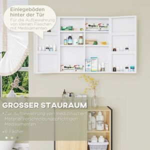 Feuille &eacute;paissie kleankin Armoire &agrave; pharmacie 2 portes avec 6 &eacute;tag&egrave;res armoire &agrave; pharmacie murale en acier blanc 55x18x60cm pour