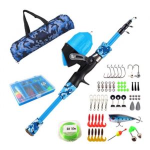 Canne &agrave; p&ecirc;che canne &agrave; p&ecirc;che t&eacute;lescopique portable avec moulinet et accessoires &ndash; Kit complet avec moulinet &agrave; lancer