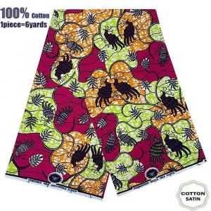 Tissu - Super Wax Fabrics - Hollandais - 6 Yards - Haute Qualit&eacute; pour Robe de Mariage - Type 042