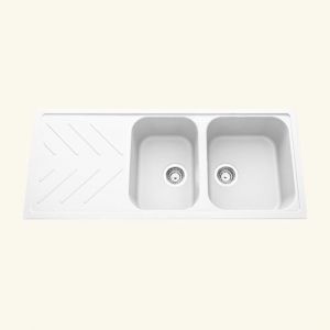 &Eacute;vier granit blanc Luisina ARPEGE 2 bacs 1 &eacute;gouttoir