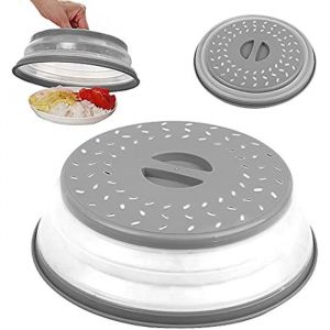 Cloche Micro Onde Cloche Micro Onde Sans BPA Micro Onde Cache Anti Vapeur et Fonction Passoire (Gris)